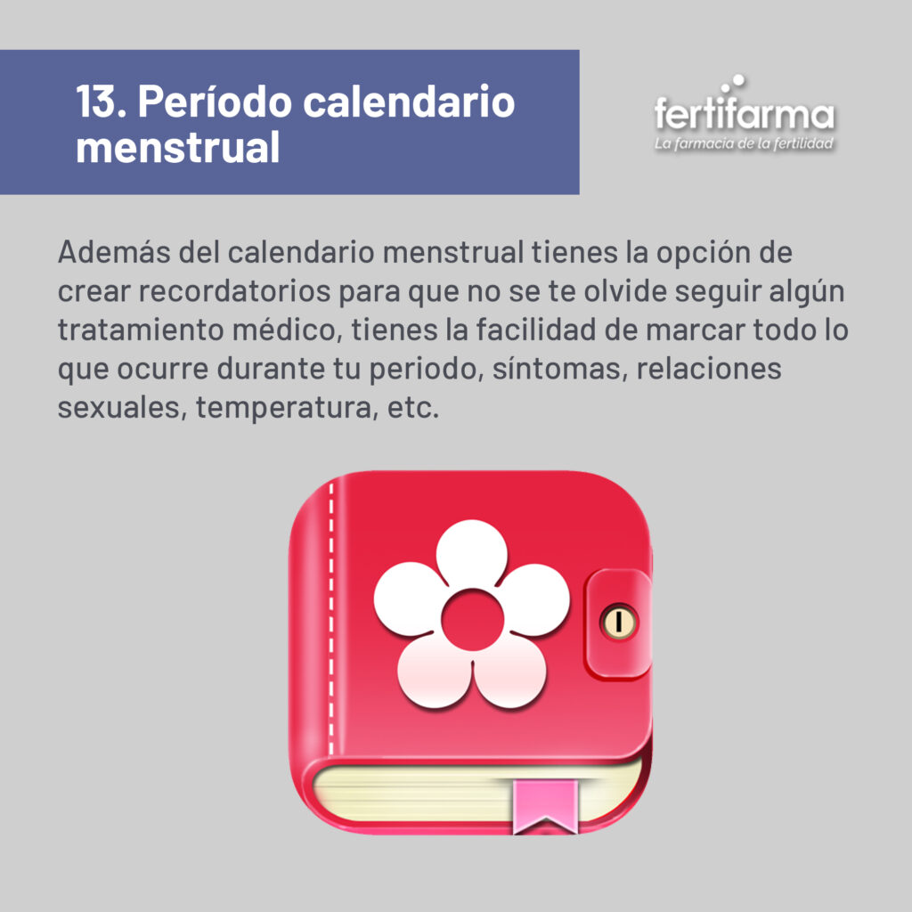 Período calendario menstrual. App para el ciclo menstrual